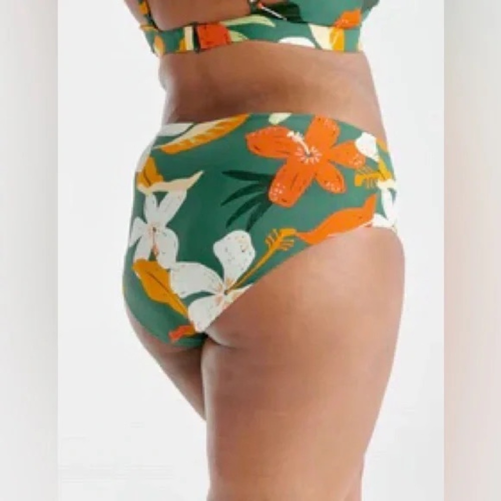 Knix Floral‎ High-Waisted Bikini Bottom - Orange and Green